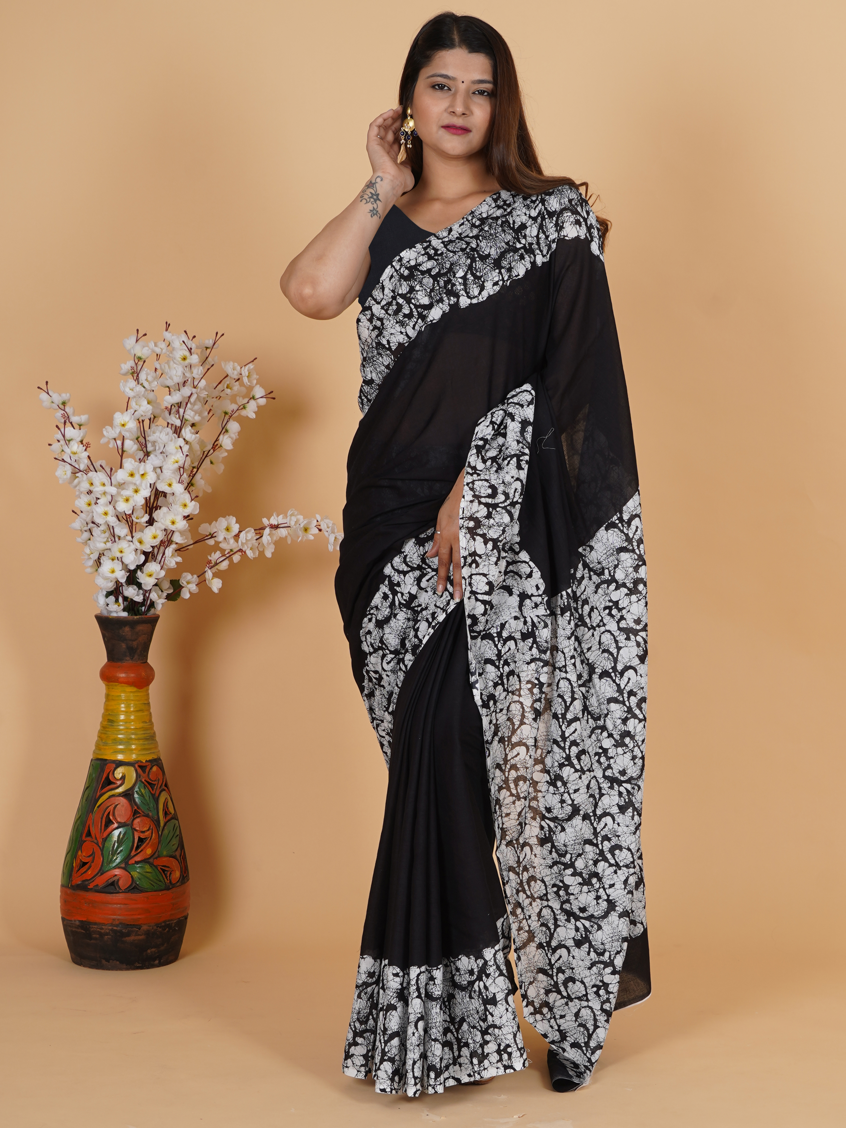 Cotton Printed Saree for Women view 2